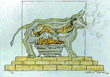 Ilustração do funcionamento do Touro de Bronze